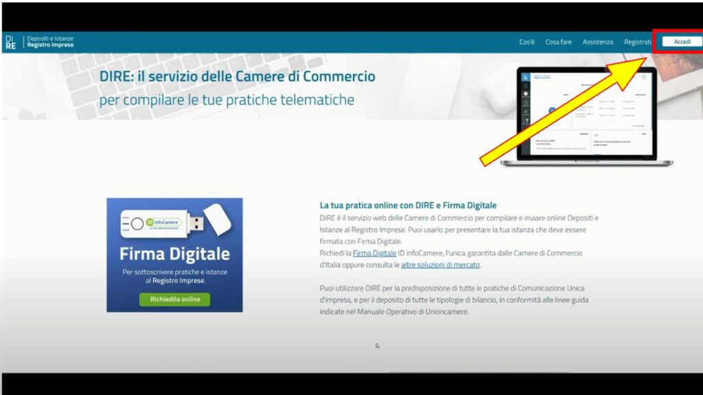 Tutorial: come inserire la PEC amministratori nel DIRE Registro Imprese 1