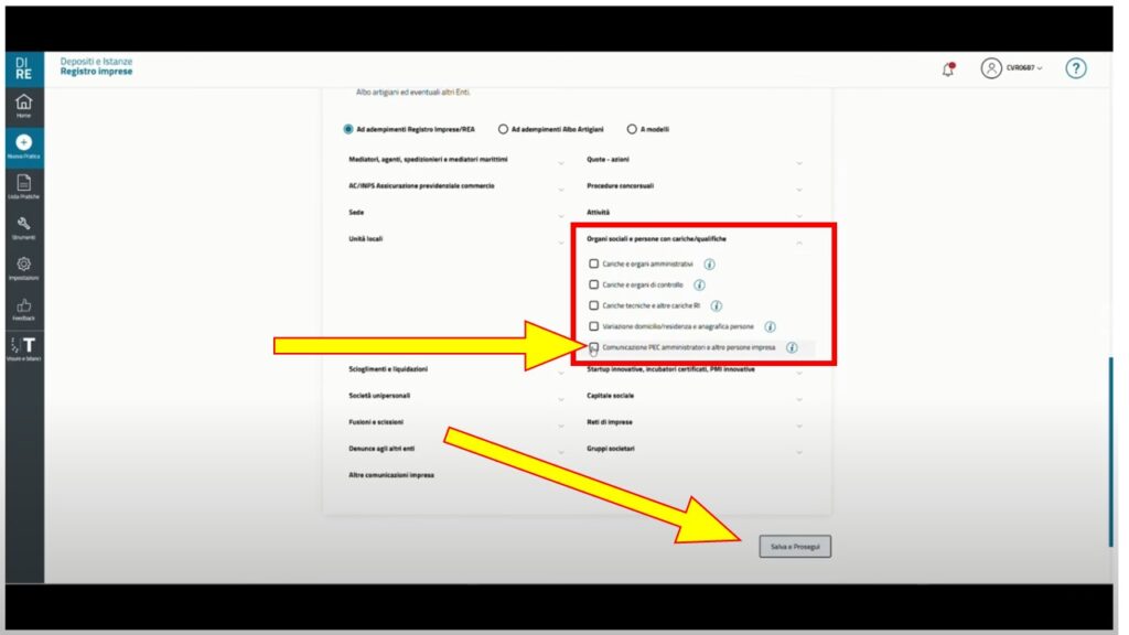 Tutorial: come inserire la PEC amministratori nel DIRE Registro Imprese 5